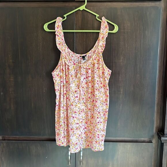 Torrid Washable Crinkle Gauze Ruffle Tie Front Tank 1X - Picture 3 of 7